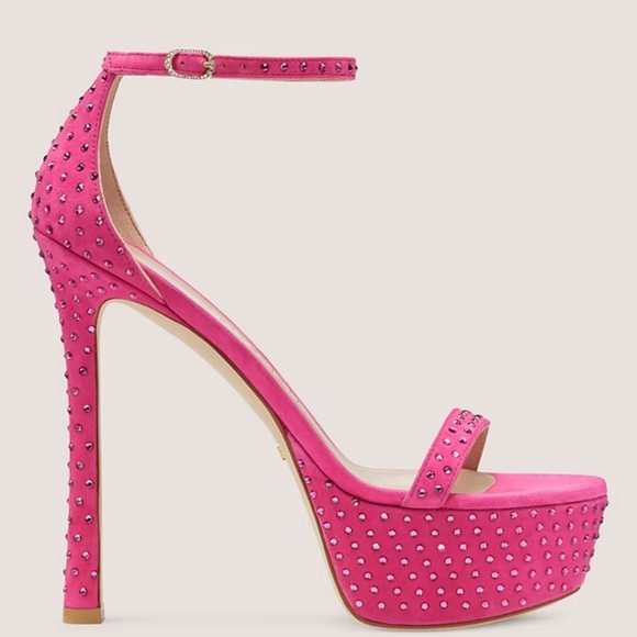 Stuart Weitzman Shine Suede Plataform Sandal/Size 6/Fuxia-Used. - Picture 4 of 4